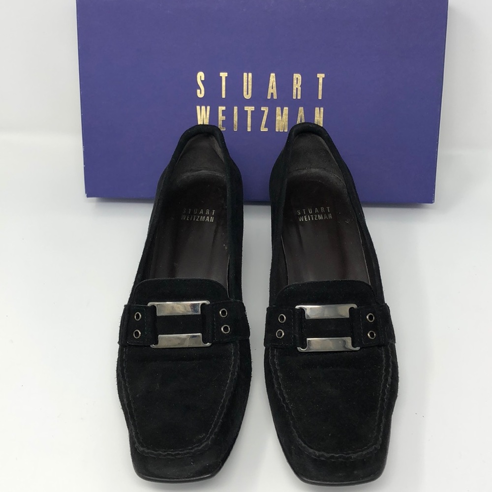 Stuart Weitzman Black Suede Loafer size 9